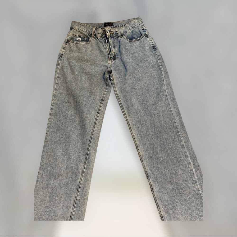 White Fox Long Way To Go High Rise Straight Leg Jeans Washed Blue - Picture 4 of 6